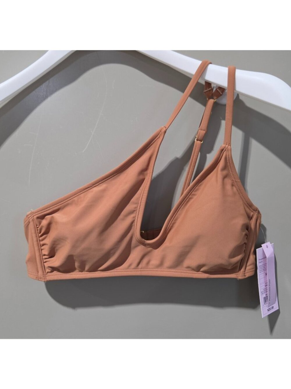 Wild Fable Pale Brown Cut Out Front & One Shoulder Bikini Swim Top - Size XS 0/2